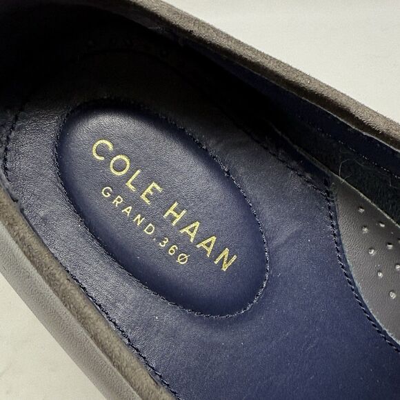 Cole Haan Grand Warner Shoes Mens 9.5 Gray Leather Classic Oxford Derby Dress - Picture 12 of 16